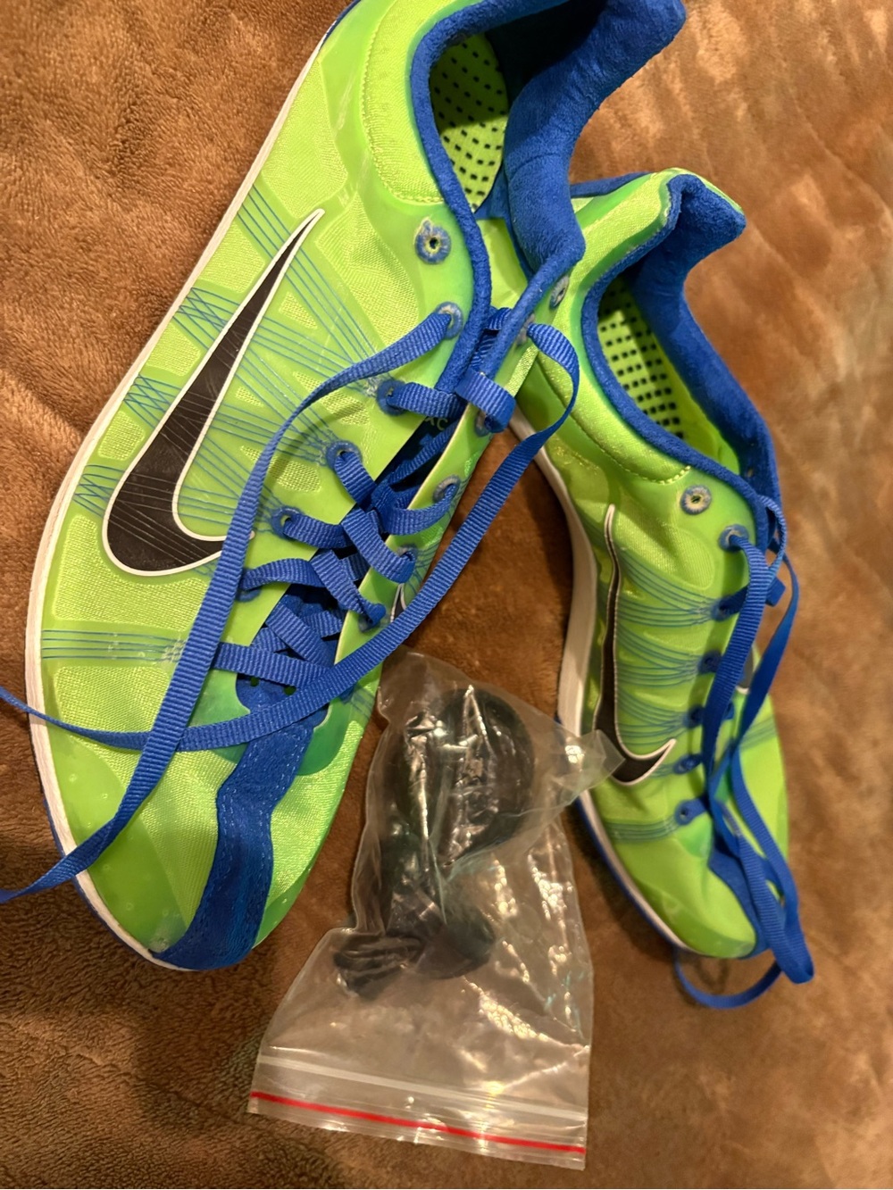 Nike  Lime Green and Blue Athletic Shoes cleats 8.5 size